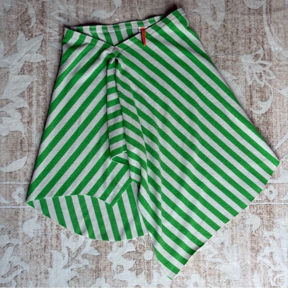 Juicy Couture Green and White Diagonal Striped Midi Skirt